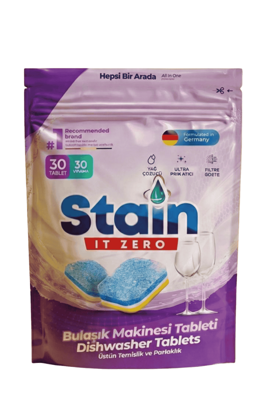 Stain İt Zero Hepsi Bir Arada Bulaşık Makinesi Tableti & Güçlü Temizlik Üstün Parlaklık- 30 Yıkama