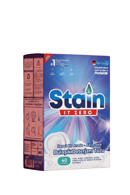 Stain İt Zero Hepsi Bir Arada Toz Bulaşık Makinesi Deterjanı - 40 Yıkama